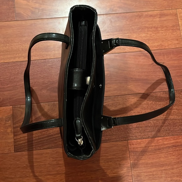 Liz Claiborne Vintage Faux Leather Handbag Black with Silver Accents, 10x9x2 - Picture 15 of 16